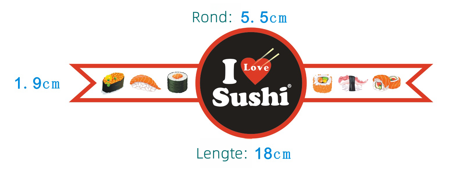 Etiket I love Sushi 18X5.5cm (100st)