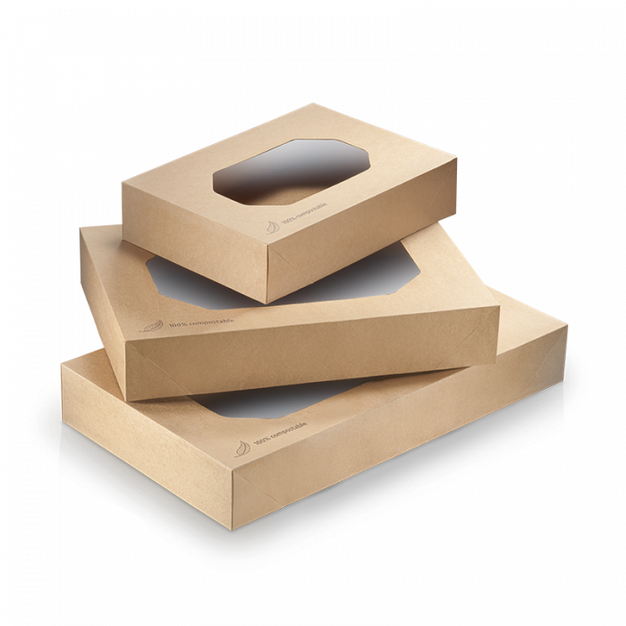 Kraft cateringdoos met PLA venster（10st)