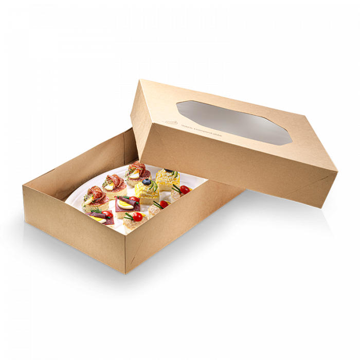 Kraft cateringdoos met PLA venster（10st)