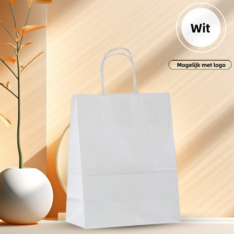 Wit kraftpapier draagtas 21x14x27.5cm