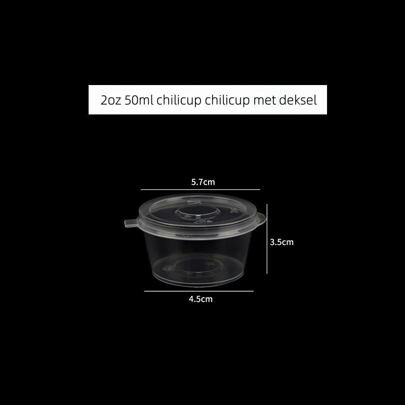 Chilicup, Sambalpotje en deksel, PP transparant 2oz / 50ml（1000st)